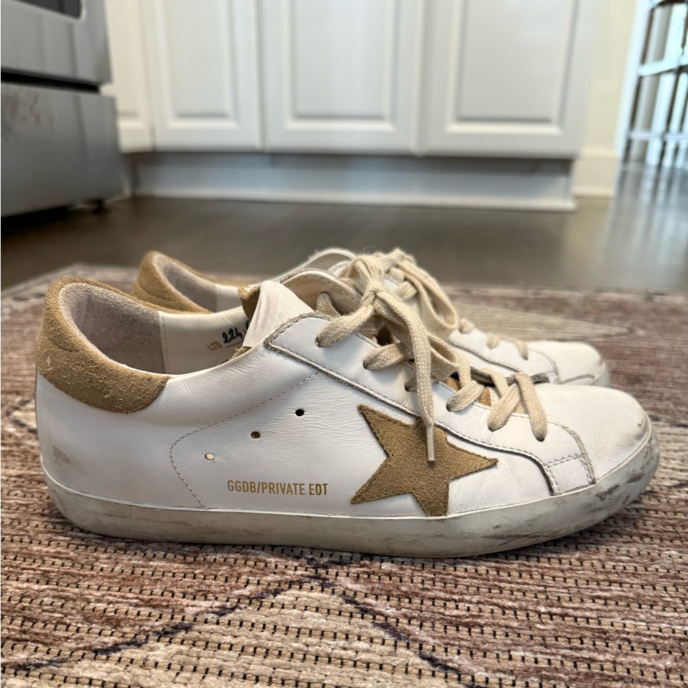 Golden goose private edit tan suede sneakers